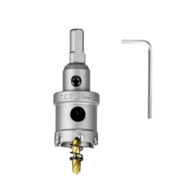 SALI 1-3/16" (30mm) TCT Hole Saw Kit Tungsten Carbide Tipped Hole Saw Drill Bit with Titanium-Plated Pilot Drill bit for Metal, Stainless Steel, Iron, Wood, Plastic - Image 2